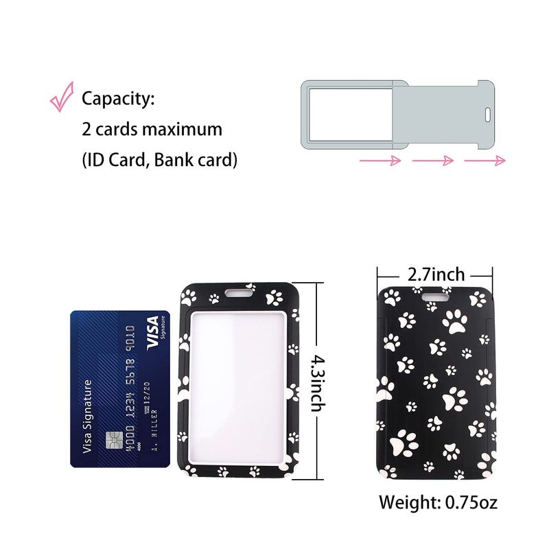 DMLSKY Cute ID Badge Holder with Paw Print Designed Fabric Strap Neck Lanyard for Men Women (Hard Case) - Image 3